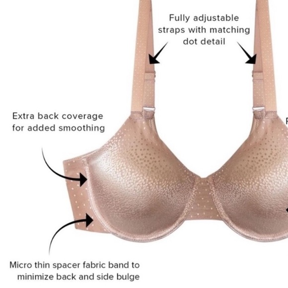 36C Wacoal Back Appeal & Side Smoothing Blue-Green, Dots w/Sheen Lace Bra 855303 - Picture 4 of 12